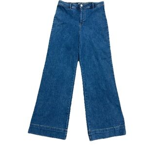 NWOT AVEC LES FILLES Wide Leg Jeans Size 28 Flare Hem Medium Wash 70s Style